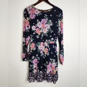 H&M Divided Womens Floral Frenzy Long Sleeve Ruffled Open Back Elegant MiniDress